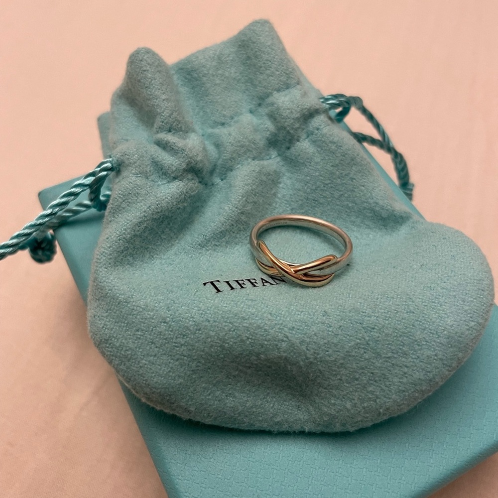 Tiffany rose gold & sterling silver infinity ring 6